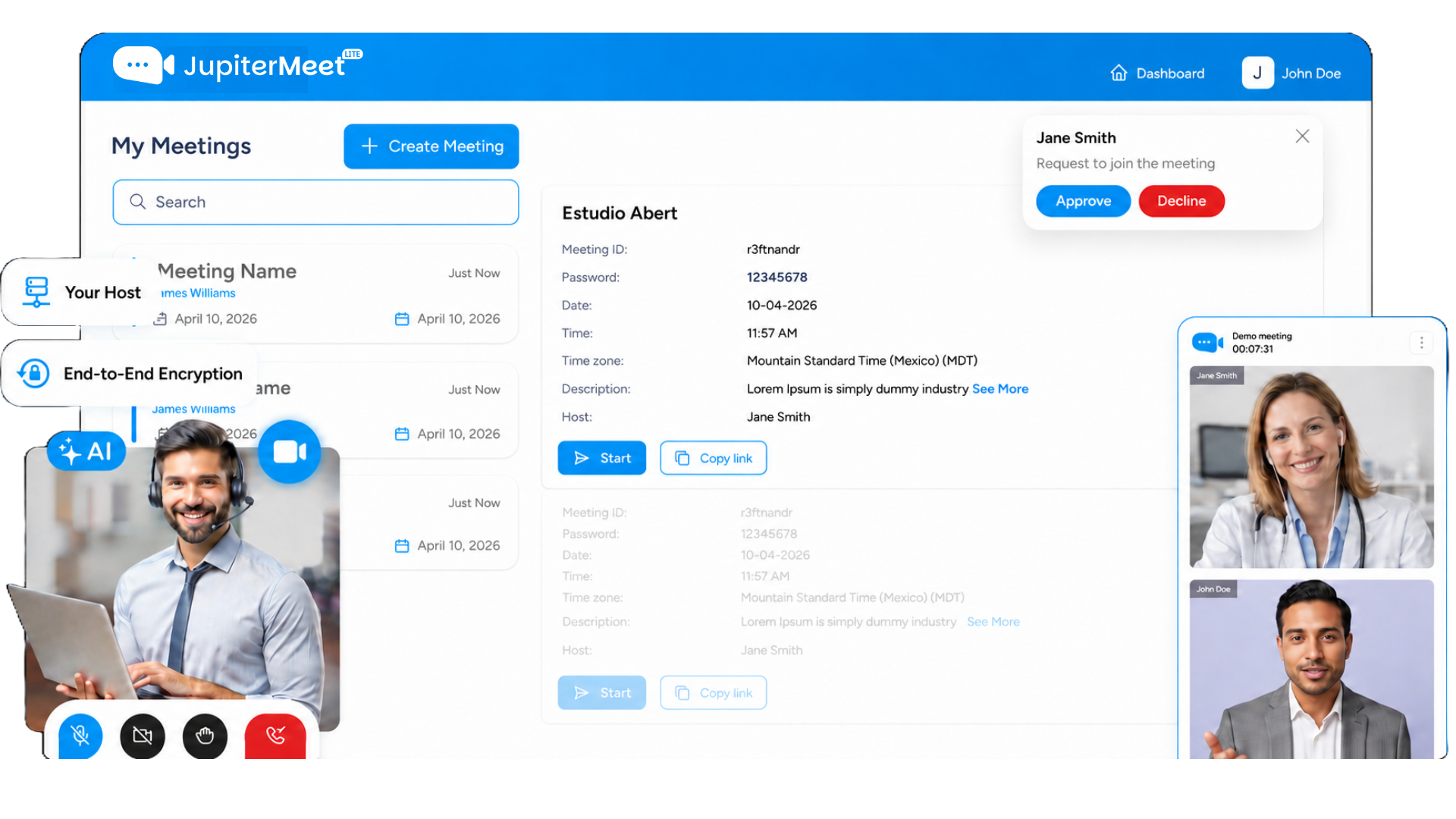 JupiterMeet Lite Dashboard