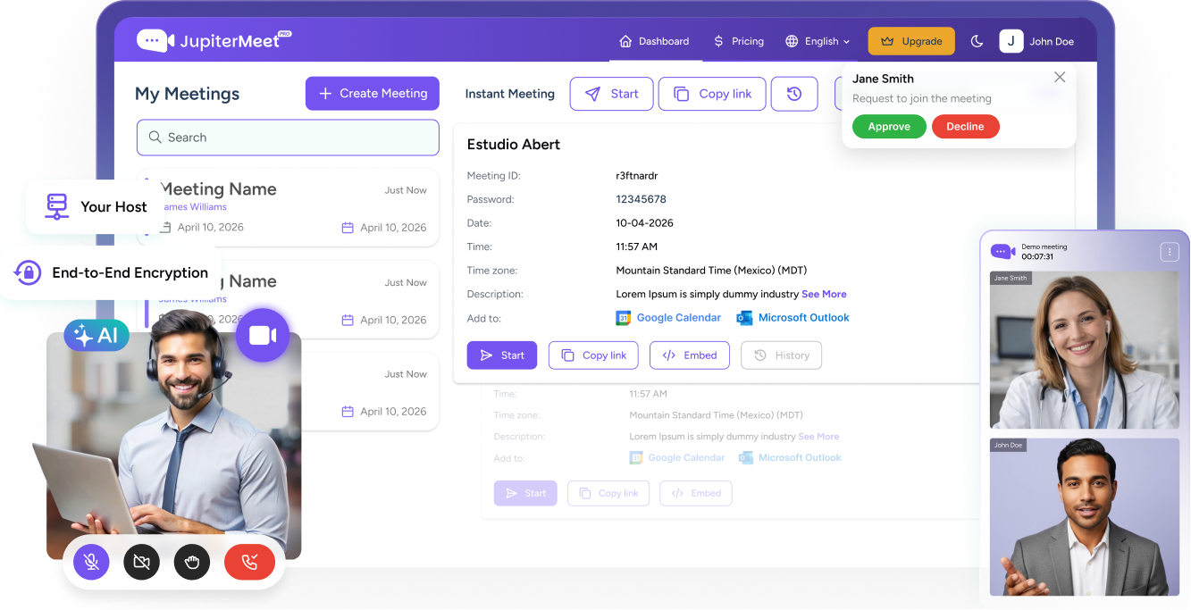 JupiterMeet Pro - Enterprise-grade Dashboard